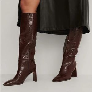 NA-KD Wide Shaft Squared Toe Boots